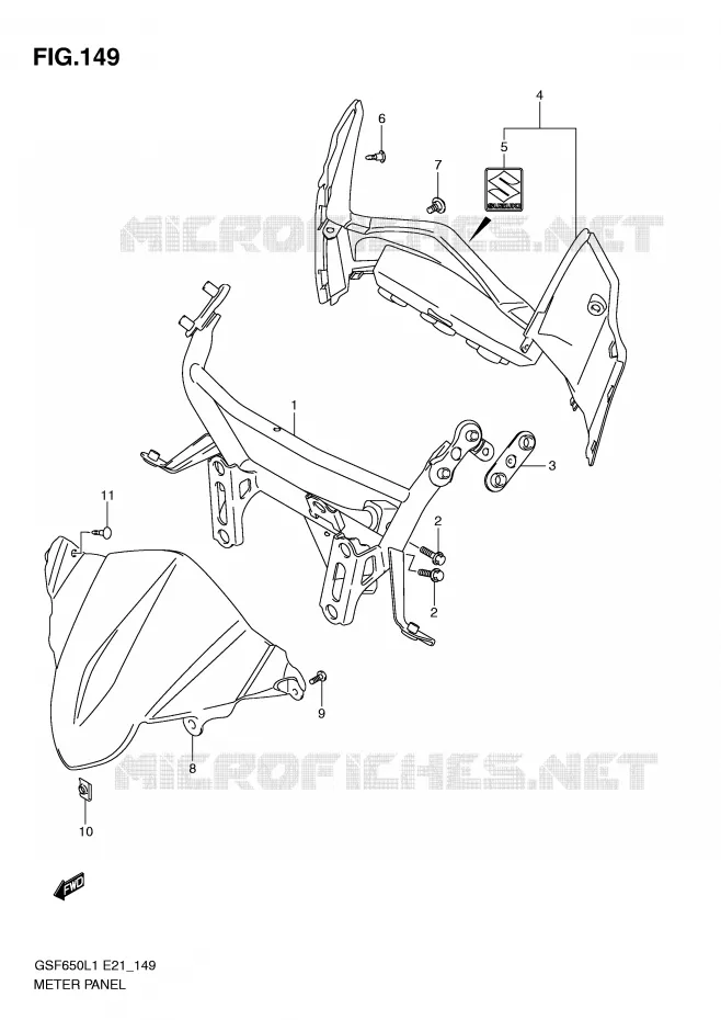CARENAGE - SUPPORT DE COMPTEUR (GSF650SAL1 E21) Suzuki MOTO 650 BANDIT 2011  GSF650L1(E21)