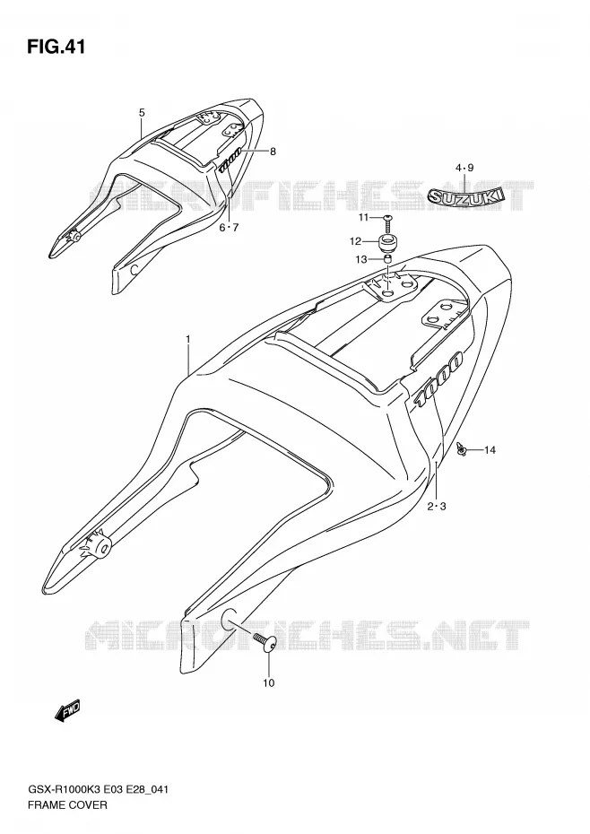 CARENAGES ARRIERE  (MODELE K3) Suzuki MOTO 1000 GSX-R 2004  GSX-R1000ZK4(E3/E28)