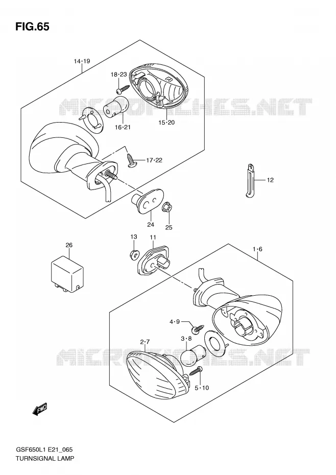 CLIGNOTANTS (GSF650SUAL1 E21) Suzuki MOTO 650 BANDIT 2011  GSF650L1(E21)