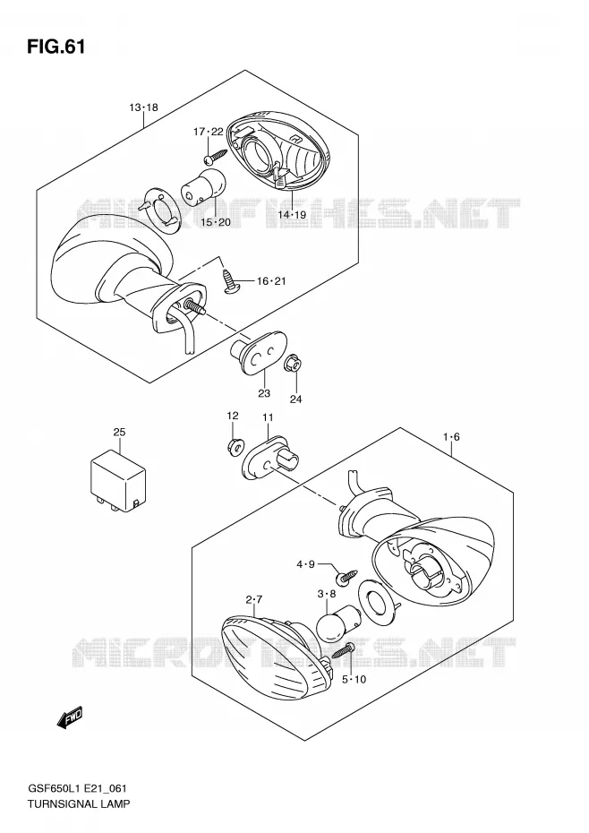 CLIGNOTANTS (GSF650UAL1 E21) Suzuki MOTO 650 BANDIT 2011  GSF650L1(E21)