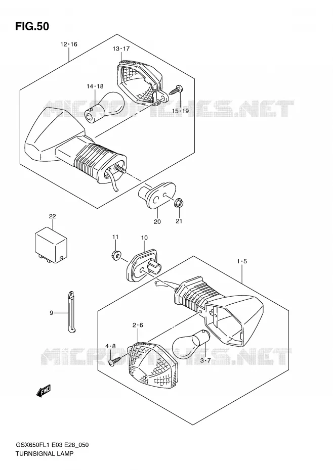 CLIGNOTANTS Suzuki MOTO 650 GSX-F 2011  GSX650FL1(E3/E28)