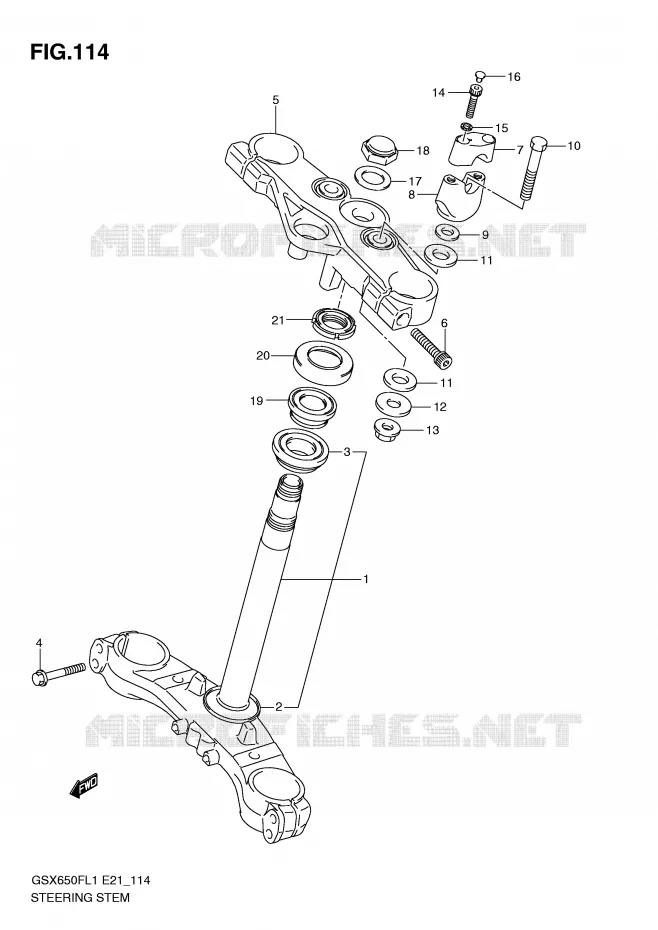 COLONNE DE DIRECTION (GSX650FUL1 E24) Suzuki MOTO 650 GSX-F 2011  GSX650FL1(E21)