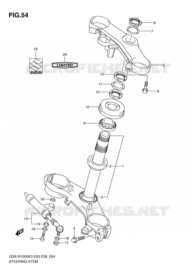 COLONNE DE DIRECTION Suzuki MOTO 1000 GSX-R 2004  GSX-R1000K4(E3/E28)