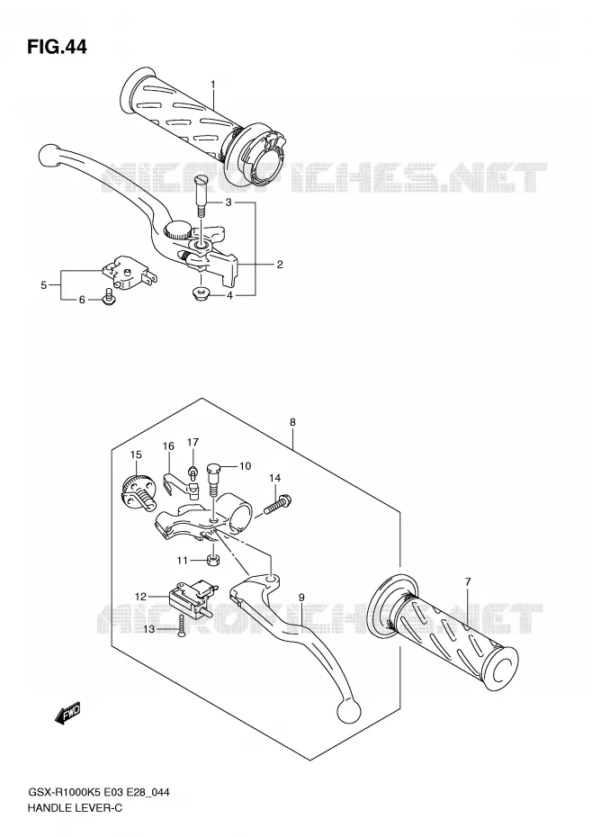 ENSEMBLE LEVIERS - POIGNEES Suzuki MOTO 1000 GSX-R 2006  GSX-R1000 K6 (E03)