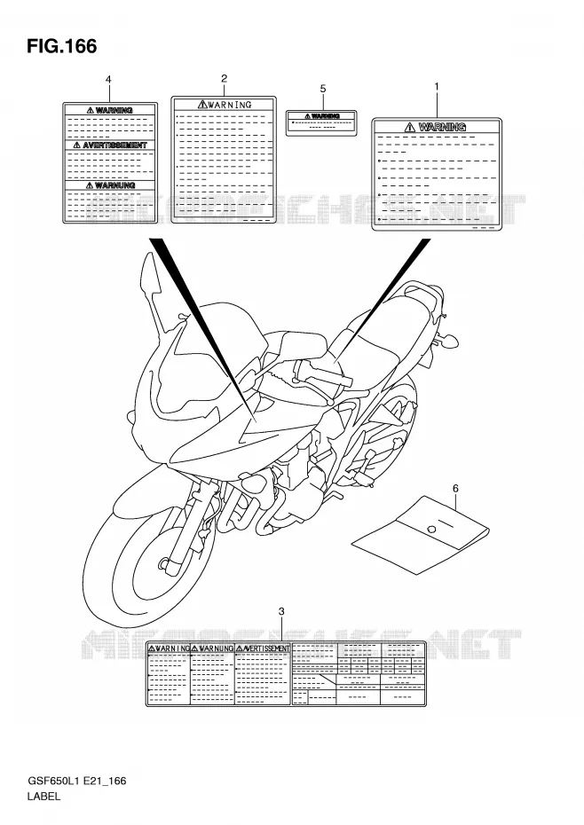 ETIQUETTE (GSF650SUAL1 E21) Suzuki MOTO 650 BANDIT 2011  GSF650SUL1(E21)