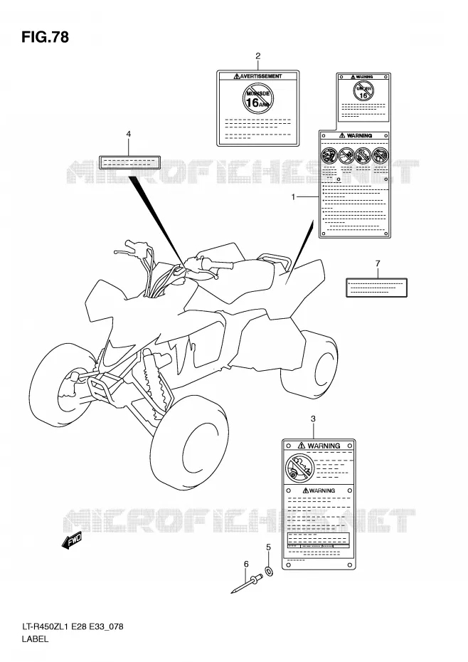 ETIQUETTE (LT-R450ZL1 E28) Suzuki QUAD 450 QUADRACER 2011  LT-R450ZL1(E28/E33)