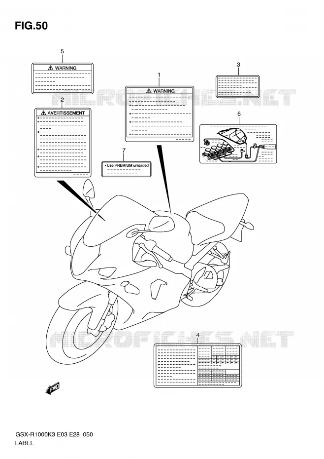 ETIQUETTE Suzuki MOTO 1000 GSX-R 2003  GSX-R1000 K3 (E03,E28,E33)