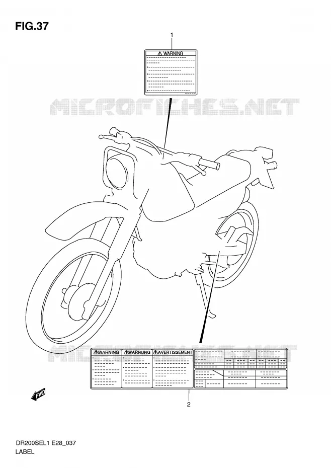 ETIQUETTE Suzuki MOTO 200 DR 2011  DR200SEL1(E28)