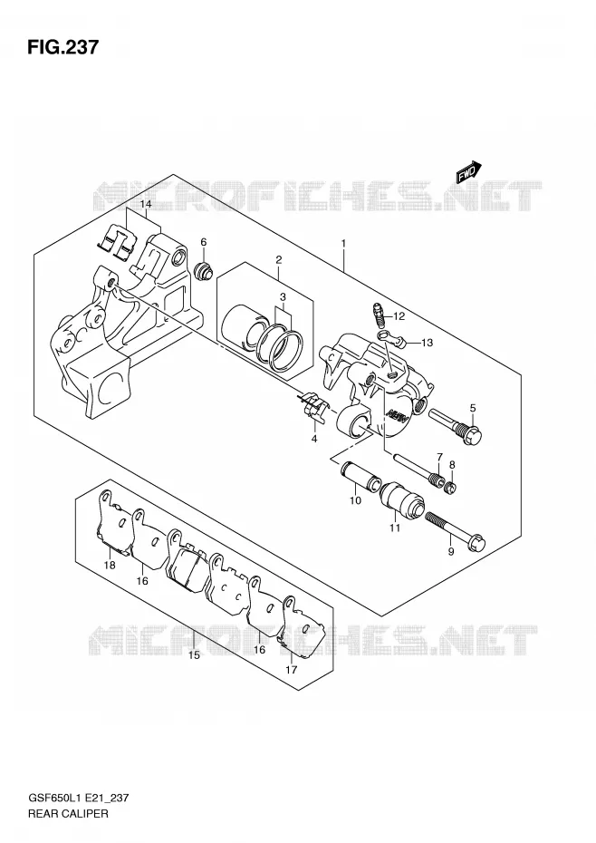 ETRIER DE FREIN ARRIERE (GSF650SAL1 E21) Suzuki MOTO 650 BANDIT 2011  GSF650L1(E21)