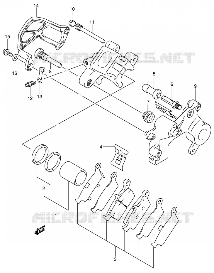 ETRIER DE FREIN ARRIERE Suzuki MOTO 125 RM 2002  RM125 K2 (E02,E04,E24)