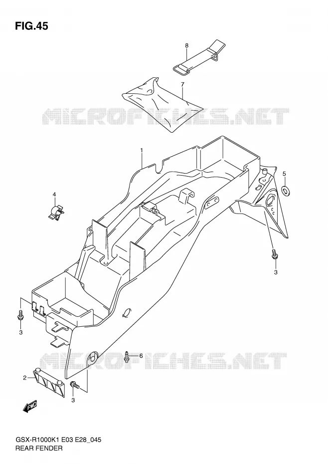 GARDE BOUE ARRIERE Suzuki MOTO 1000 GSX-R 2002  GSX-R1000K2(E3/E28)