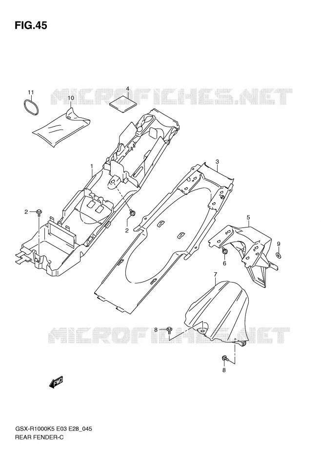 GARDE BOUE ARRIERE Suzuki MOTO 1000 GSX-R 2005  GSX-R1000 K5 (E28)