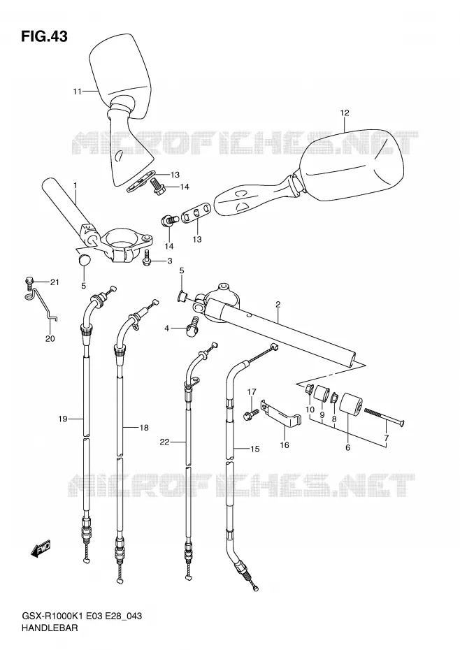GUIDON (GSX-R1000K1) Suzuki MOTO 1000 GSX-R 2001  GSX-R1000K1(E3/E28)