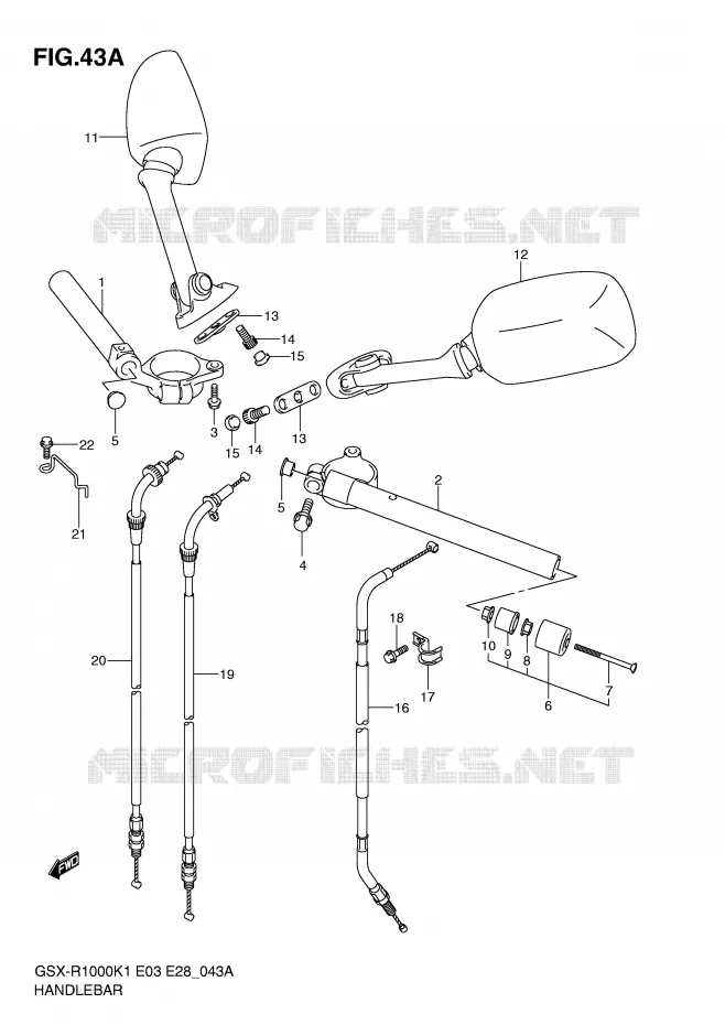 GUIDON (GSX-R1000K2) Suzuki MOTO 1000 GSX-R 2001  GSX-R1000K1(E3/E28)