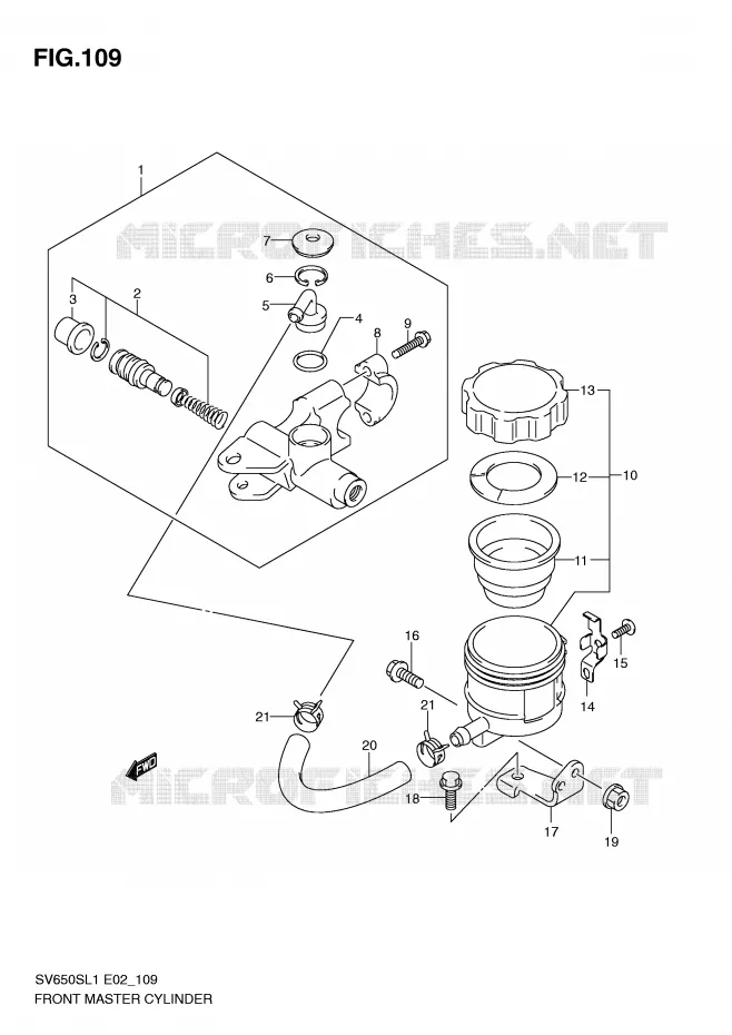 MAITRE CYLINDRE AVANT (SV650SUL1 E24) Suzuki MOTO 650 SV 2011  SV650SUL1(E2)