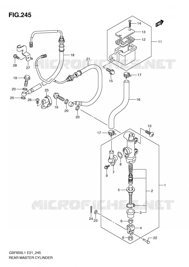 MAITRE CYLINDRE DE FREIN ARRIERE (GSF650SAL1 E21) Suzuki MOTO 650 BANDIT 2011  GSF650SL1(E21)