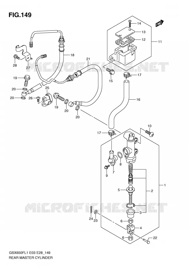 MAITRE CYLINDRE DE FREIN ARRIERE (GSX650FAL1 E33) Suzuki MOTO 650 GSX-F 2011  GSX650FAL1(E3/E28)
