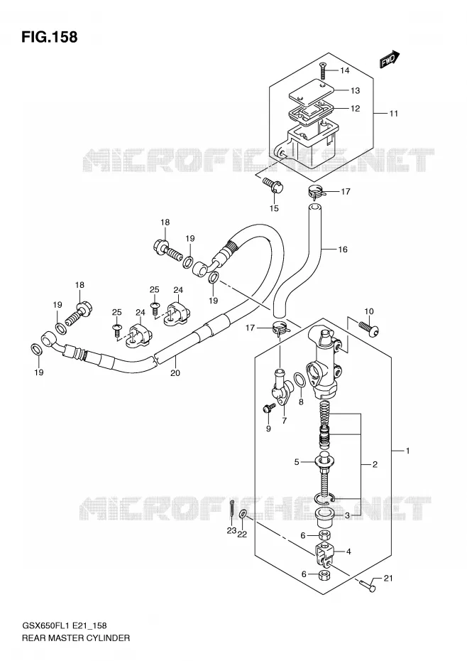 MAITRE CYLINDRE DE FREIN ARRIERE (GSX650FL1 E21) Suzuki MOTO 650 GSX-F 2011  GSX650FUAL1(E21)