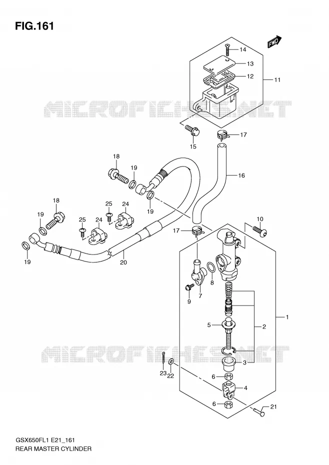 MAITRE CYLINDRE DE FREIN ARRIERE (GSX650FUL1 E24) Suzuki MOTO 650 GSX-F 2011  GSX650FUL1(E21)