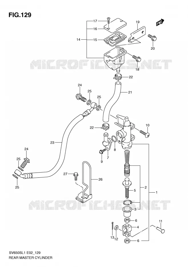 MAITRE CYLINDRE DE FREIN ARRIERE (SV650SUL1 E24) Suzuki MOTO 650 SV 2011  SV650SAL1(E2)