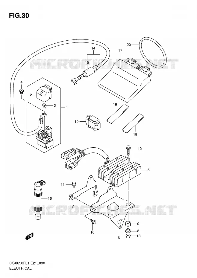 PARTIE ELECTRIQUE (GSX650FAL1 E21) Suzuki MOTO 650 GSX-F 2011  GSX650FAL1(E21)