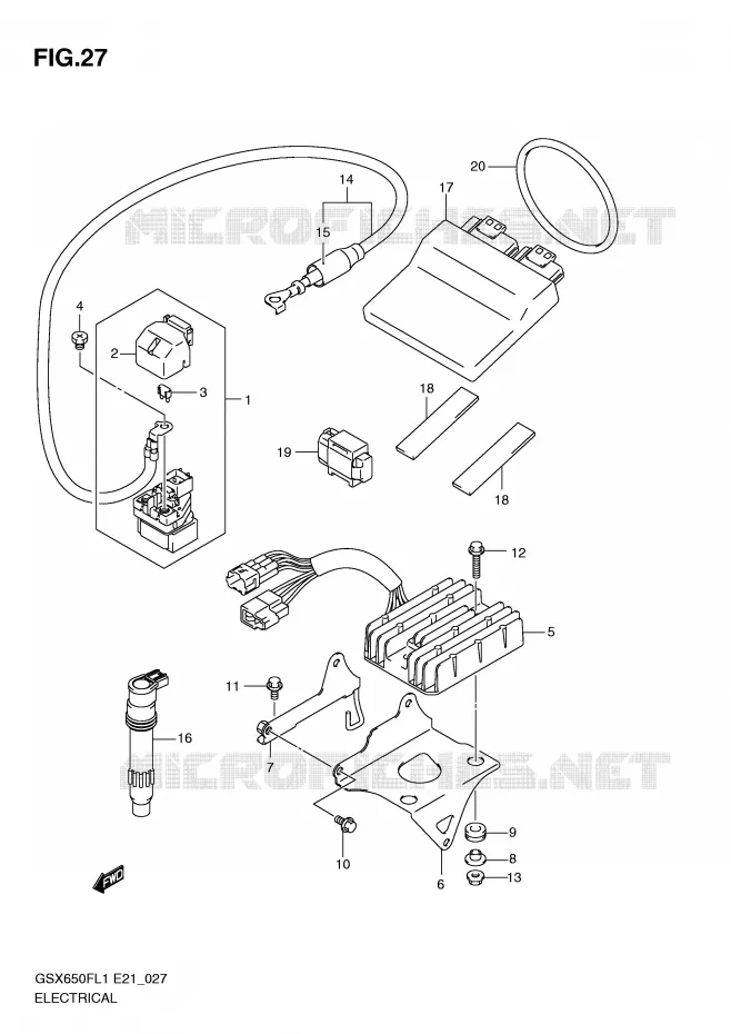 PARTIE ELECTRIQUE (GSX650FL1 E24) Suzuki MOTO 650 GSX-F 2011  GSX650FAL1(E21)