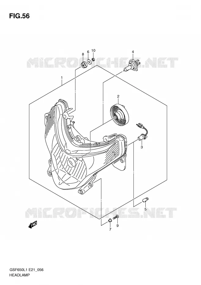 PHARE (GSF650SAL1 E21) Suzuki MOTO 650 BANDIT 2011  GSF650UAL1(E21)