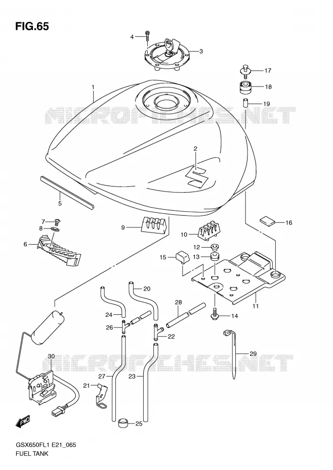 RESERVOIR D'ESSENCE (GSX650FUL1 E24) Suzuki MOTO 650 GSX-F 2011  GSX650FL1(E21)