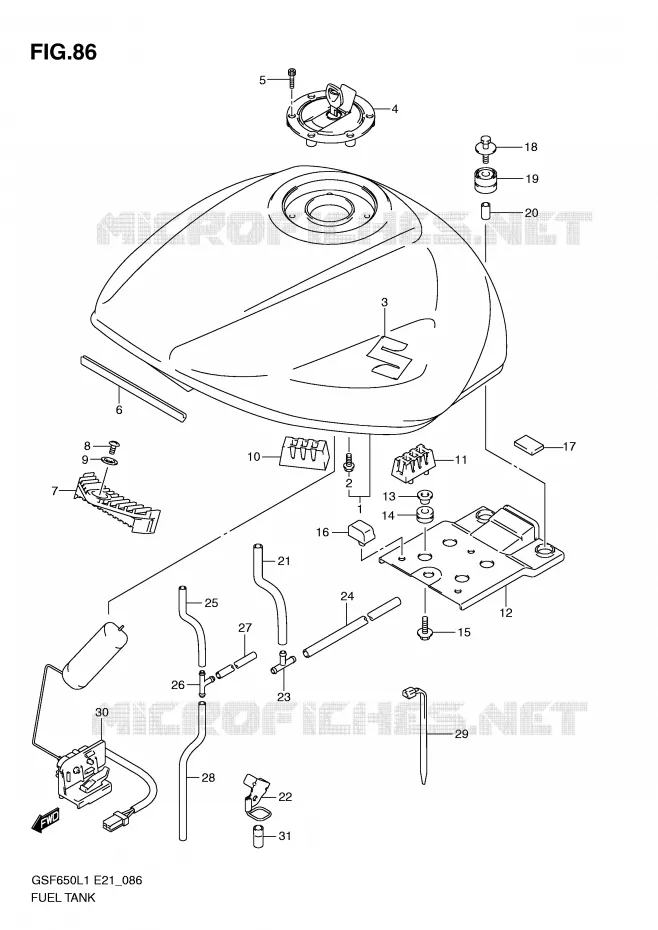 RESERVOIR D'ESSENCE Suzuki MOTO 650 BANDIT 2011  GSF650SL1(E21)