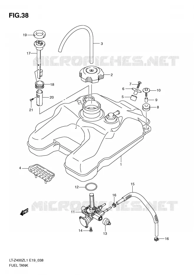 RESERVOIR D'ESSENCE Suzuki QUAD 400 QUADSPORT 2011  LT-Z400ZL1(E19)