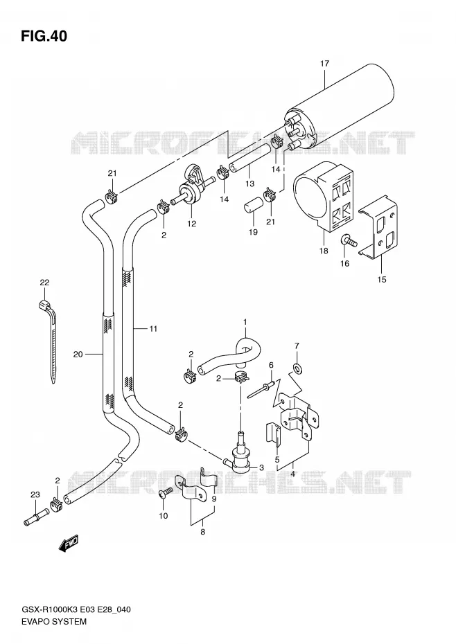 SYSTEME DE RECYCLAGE DES VAPEURS DE CARBURANT (E33) Suzuki MOTO 1000 GSX-R 2004  GSX-R1000K4(E3/E28)