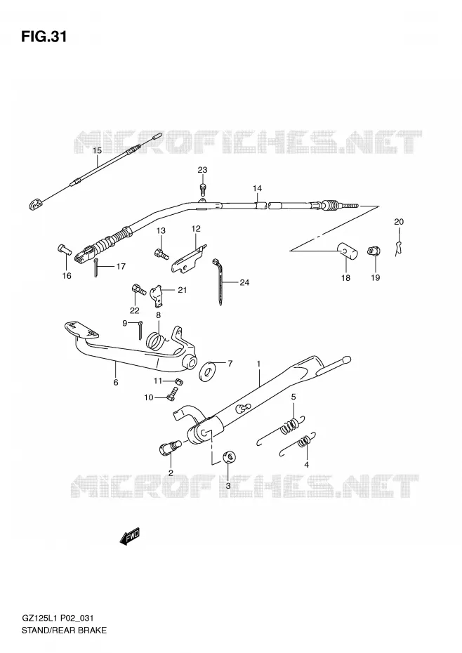 BEQUILLE - PEDALE DE FREIN ARRIERE Suzuki MOTO 125 MARAUDER 2011  GZ125L1(P02)