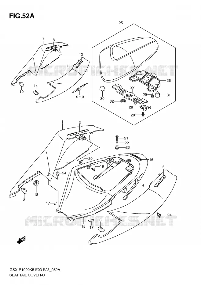 CARENAGE ARRIERE - CAPOT DE SELLE (MODELE K6) Suzuki MOTO 1000 GSX-R 2005  GSX-R1000 K5 (E33)