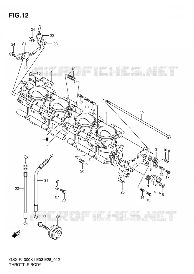 CORPS DE PAPILLON (GSX-R1000K1) Suzuki MOTO 1000 GSX-R 2002  GSX-R1000 K2 (E03,E28,E33)