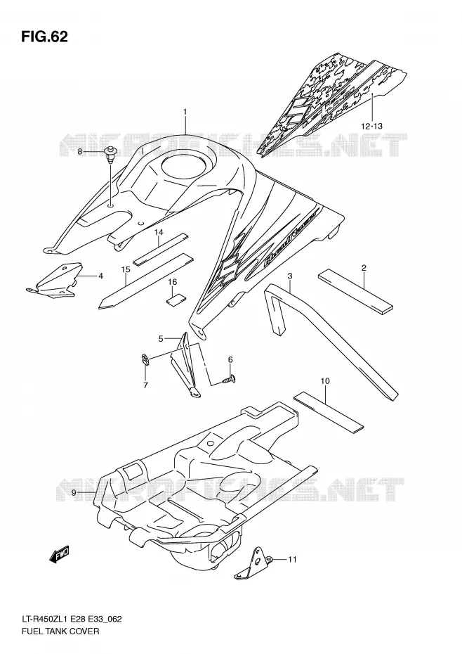 COUVRE RESERVOIR (LT-R450ZL1 E33) Suzuki QUAD 450 QUADRACER 2011  LT-R450L1(E28/E33)