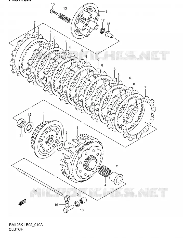 EMBRAYAGE (MODELE K2) Suzuki MOTO 125 RM 2002  RM125K2(E2)