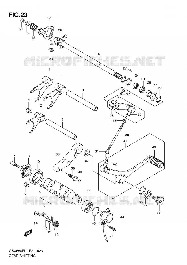 ENSEMBLE DE SELECTION DE VITESSES Suzuki MOTO 650 GSX-F 2011  GSX650FUL1(E21)