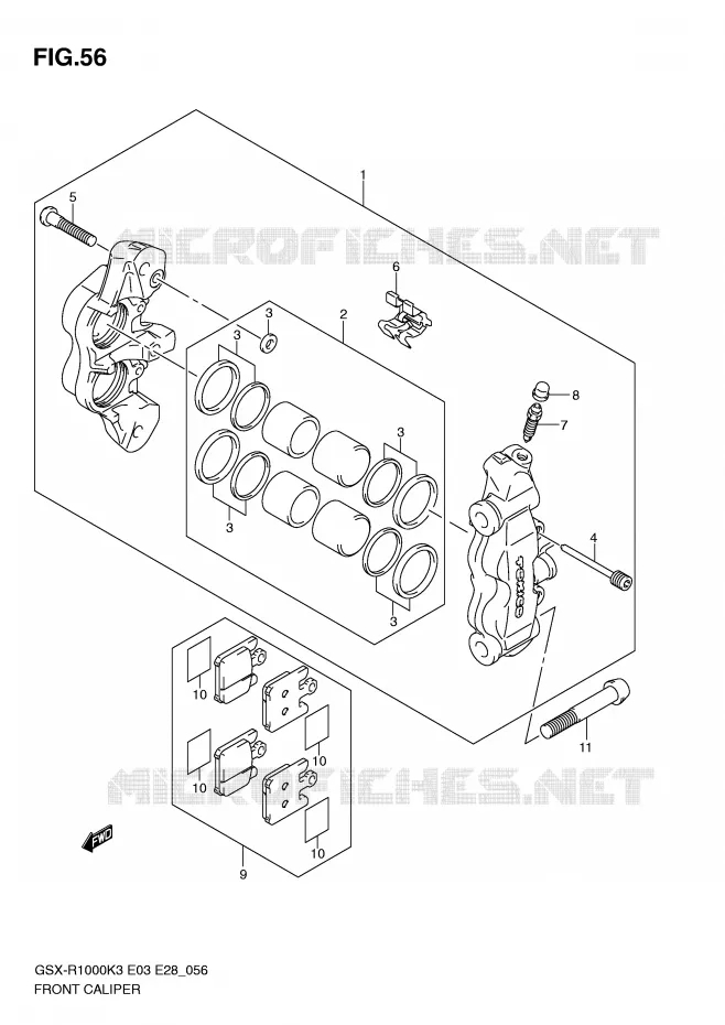 ETRIER DE FREIN AVANT (MODELE K3) Suzuki MOTO 1000 GSX-R 2004  GSX-R1000ZK4(E3/E28)