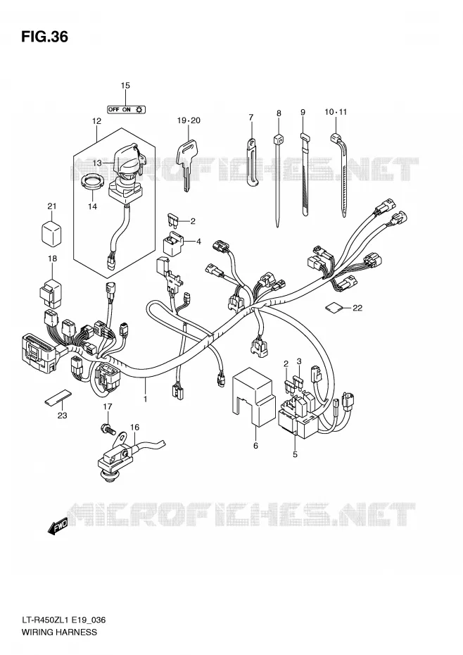FAISCEAU ELECTRIQUE (LT-R450ZL1 E19) Suzuki QUAD 450 QUADRACER 2011  LT-R450L1(E19)
