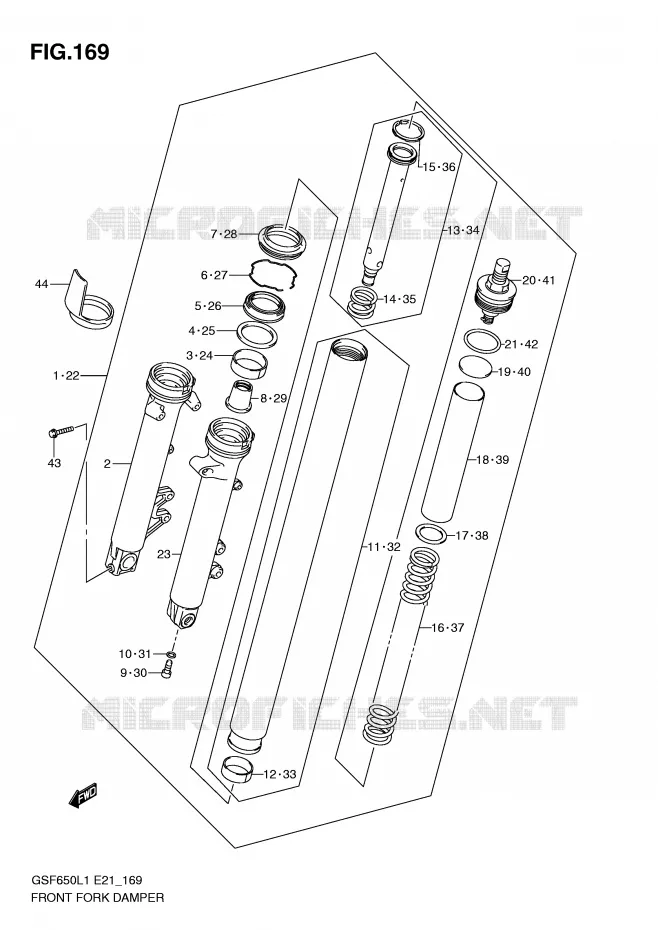 FOURCHE (GSF650UL1 E21) Suzuki MOTO 650 BANDIT 2011  GSF650SAL1(E21)
