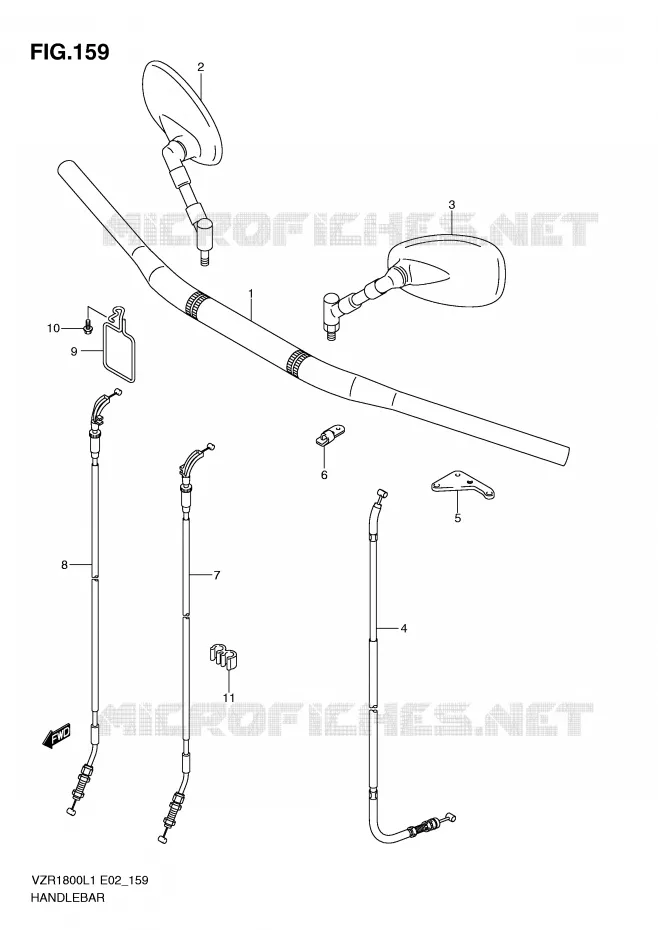GUIDON (VZR1800ZL1 E19) Suzuki MOTO 1800 INTRUDER 2011  VZR1800UFL1(E2)