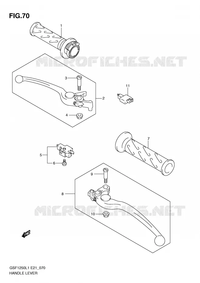 LEVIERS - POIGNEES (GSF1250AL1 E24) Suzuki MOTO 1250 BANDIT 2011  GSF1250AL1(E21)