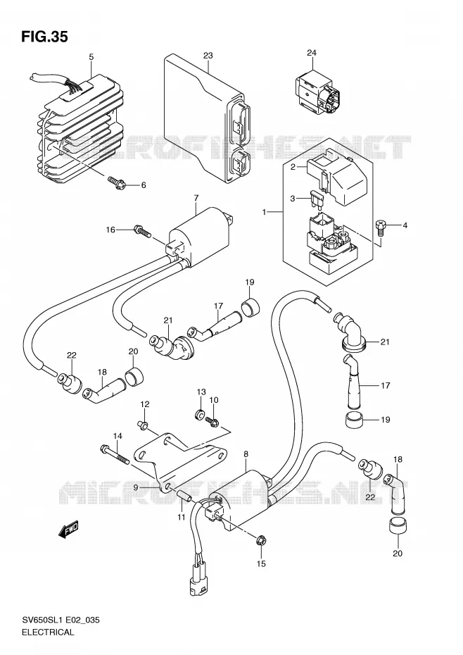 PARTIE ELECTRIQUE (SV650SL1 E24) Suzuki MOTO 650 SV 2011  SV650SAL1(E2)