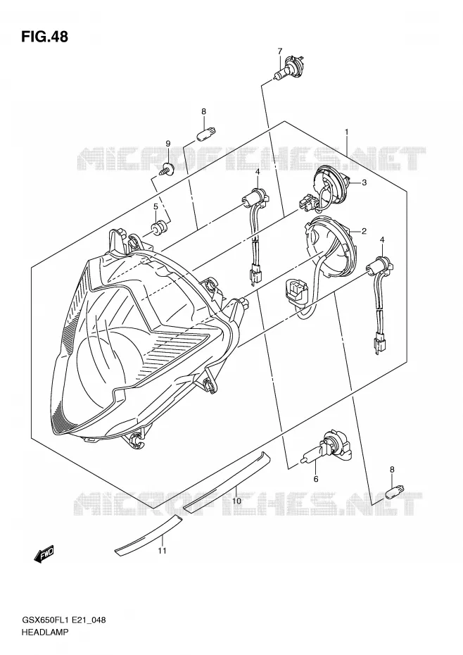 PHARE (GSX650FAL1 E21) Suzuki MOTO 650 GSX-F 2011  GSX650FAL1(E21)
