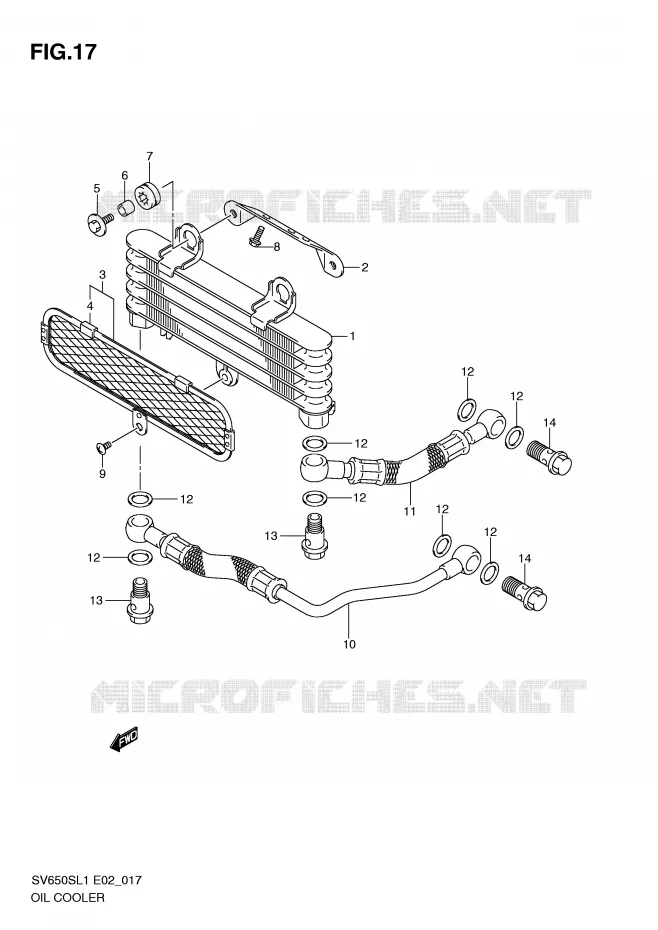 RADIATEUR D'HUILE Suzuki MOTO 650 SV 2011  SV650SL1(E2)