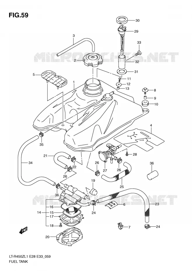 RESERVOIR D'ESSENCE (LT-R450L1 E28) Suzuki QUAD 450 QUADRACER 2011  LT-R450L1(E28/E33)