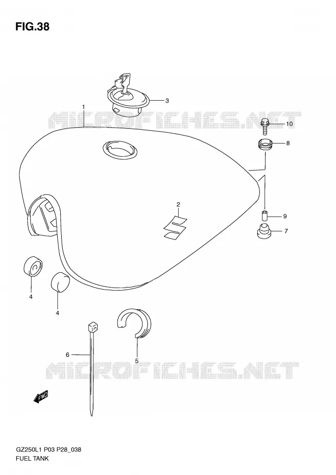RESERVOIR D'ESSENCE (MODEL P28) Suzuki MOTO 250 MARAUDER 2011  GZ250L1(P3)
