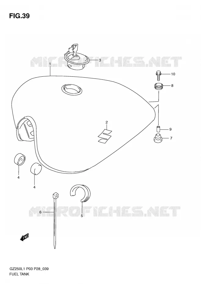 RESERVOIR D'ESSENCE (MODEL P33) Suzuki MOTO 250 MARAUDER 2011  GZ250L1(P3)