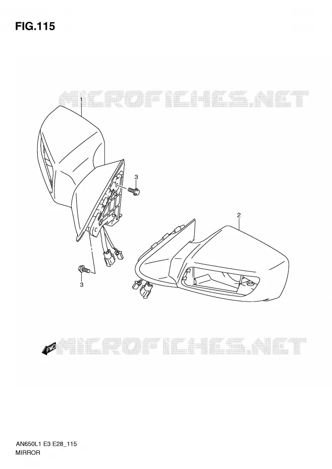 RETROVISEUR (AN650AL1 E33) Suzuki SCOOTER 650 BURGMAN 2011  AN650L1(E3/E28)