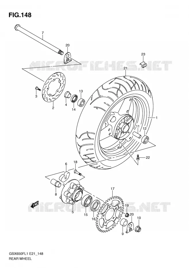 ROUE ARRIERE (GSX650FUL1 E21) Suzuki MOTO 650 GSX-F 2011  GSX650FAL1(E21)